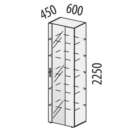 Шкаф-витрина большой (лев/прав) Монако 606.06 Дуб Вотан / Белый шпон/ Альпийский белый_5