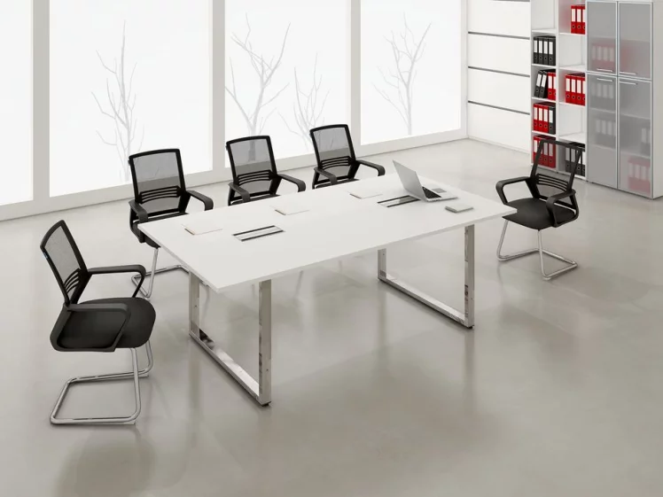 Стол системы БЭНЧ, переговорный, конечный GLOSS LINE НСПК-О.928 Белый Премиум_1