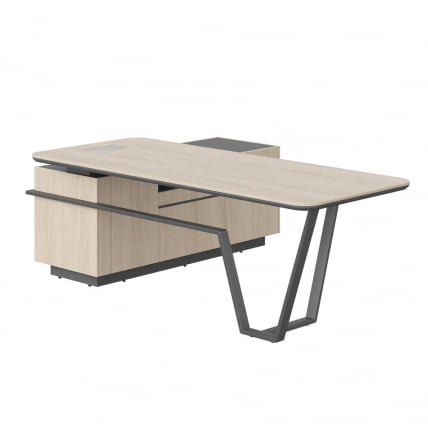 Стол руководителя правый Line СФ-571201.1 Дуб светлый Черный графит_1