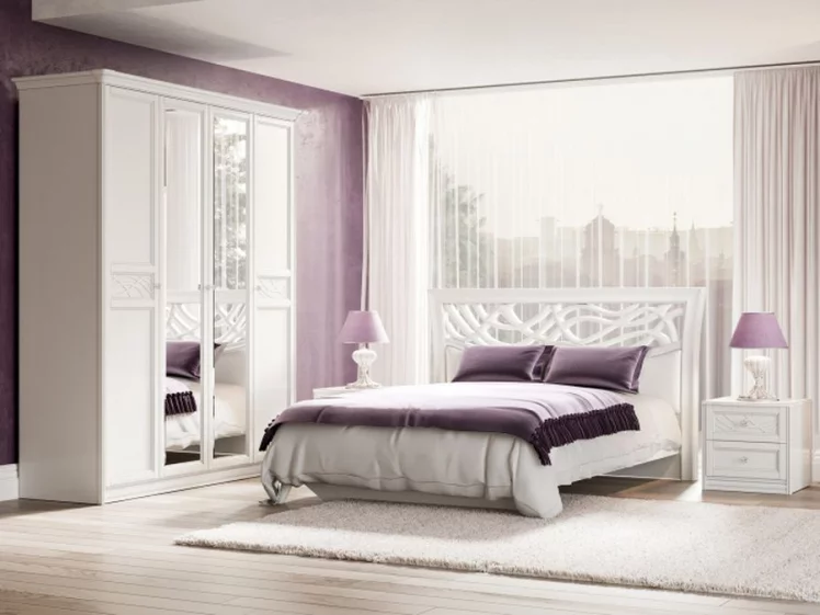 Кровать двуспальная 1600 с тумбами Джулия Белая_3