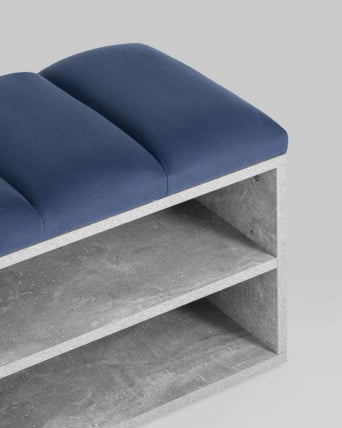 Обувница Хольст 2 серая велюр синий_4