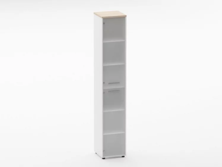 Шкаф 5 узкий закрытый, 2 стеклянные двери Deka 10.23.17Л Туя/Белый_0