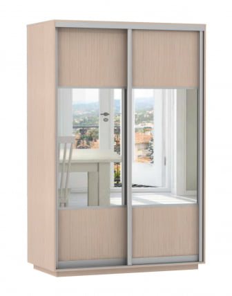 Шкаф-купе двухдверный Экспресс Дуо Комби 1400х2400h Дуб молочный_0