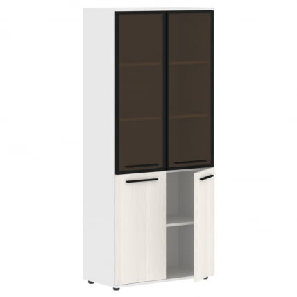 Шкаф комбинированный  с дверьми в металлической раме EDIS EHCS 85.7 Ясень Траун Черный Белый_1