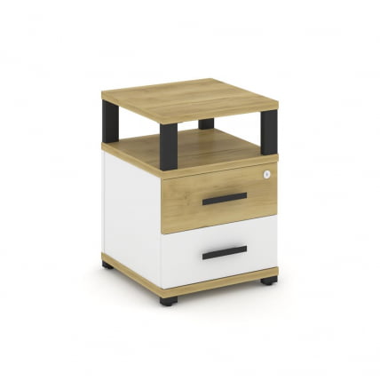 Тумба приставная с 2-мя ящиками и надставкой CONCEPT CN.TUP-002 B/W Дуб Винченцо Белый бриллиант Черный_0