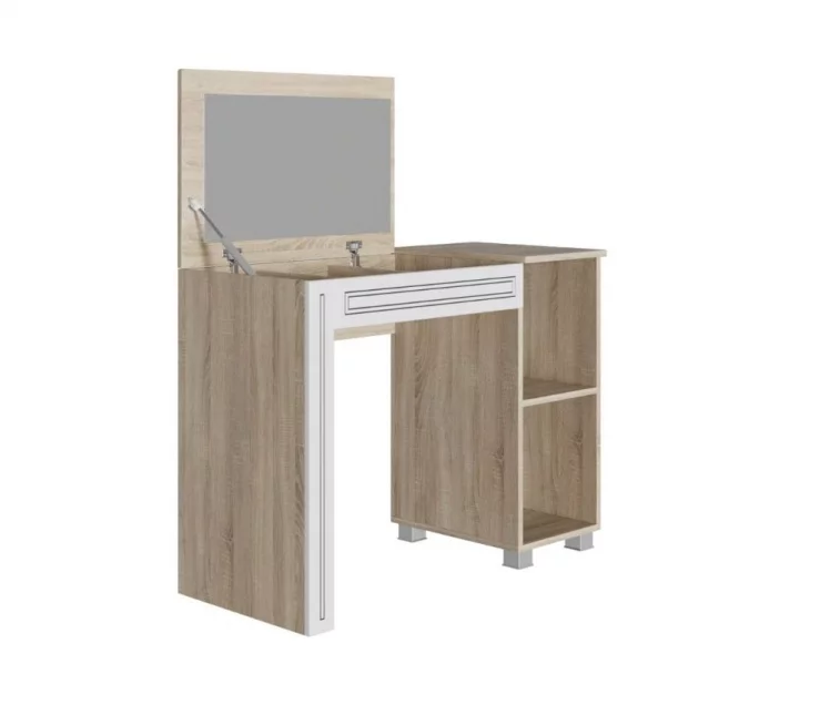 Стол туалетный Мадлен 03 Дуб сонома светлый Ясень белый Золото_1