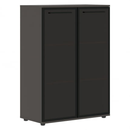 Шкаф со стеклянными дверьми в металлической раме EDIS EMCS 85.7 Черный Мокко_0