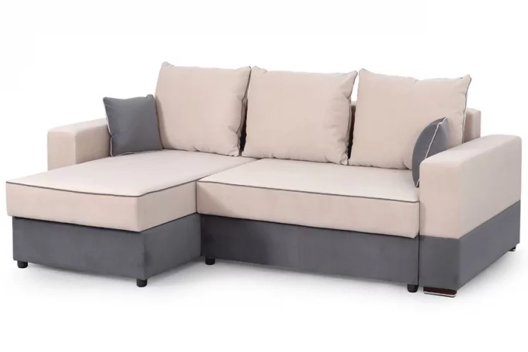 Диван угловой Бостон Стандарт Бежево-темно-серый_0