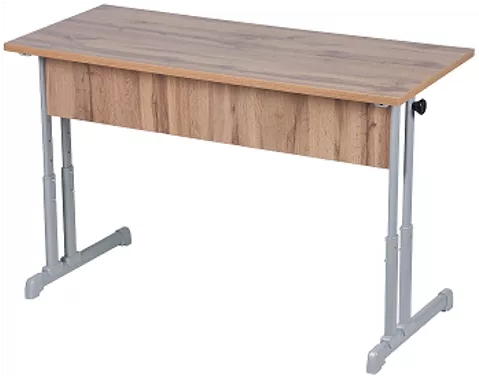 Парта двухместная с прямыми углами (рост 3-7) Дуб Вотан/Металл Серый_0