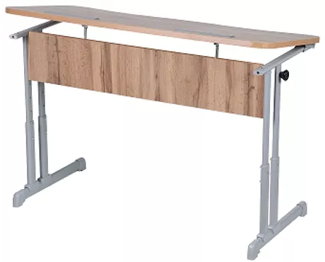 Парта двухместная эргономичный с углом наклона и пеналами (рост 3-7) Серый/Металл Серый_0