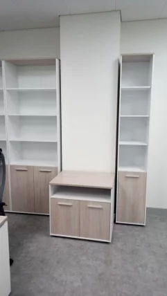 Шкаф 5 узкий верх открытый, низ глухая дверь Deka 10.23.11Л Дуб Сантана светлый/Белый_2