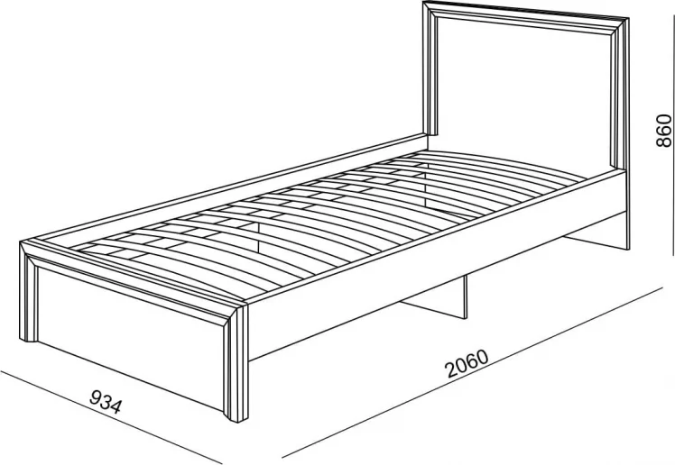 Кровать с ламелями Остин Модуль №21 Ясень шимо светлый/белый_2