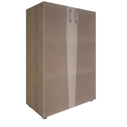 Шкаф книжный средний со стеклом без топа YALTA LT-ST 2.4 Снежная Платина_0