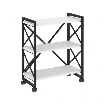 Стеллаж на колесных опорах - 3 полки LOFT  VR.L-MST.K-3.8 Металл черный Белый Бриллиант_0