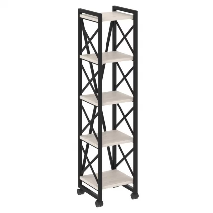 Стеллаж на колесных опорах - 5 полок LOFT VR.L-MST.K-5.4 Металл черный Денвер светлый_0