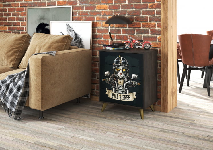 Комод Фьюжн КМ-001 АРТ Угольный камень/TROPICAL_2