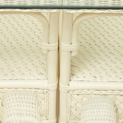 Комплект обеденный ANDREA GRAND (стол со стеклом+6 кресел+ подушки) TCH White (белый), Ткань рубчик, цвет кремовый_15