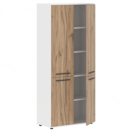 Шкаф с глухими средними и малыми дверьми EDIS EHCS 85.3 Дуб Денвер светлый Мокко Белый_1