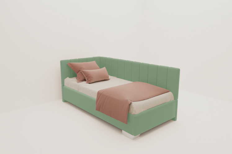 ДЕТСКАЯ МЯГКАЯ ИНТЕРЬЕРНАЯ КРОВАТЬ ТЕРРА БЕЗ ОСНОВАНИЯ (BERHOUSE) Материал фасада: Металл/Велюр; Спальное место: 1200х1900; Цвет: Мятный_0