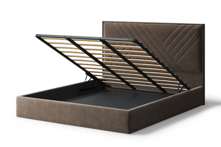 Кровать МИРА 2000*1800мм (без опор), велюр Бренди лайт 29 (коричневый), (б/основания, б/матраса)_2