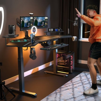 Стол для компьютера (для геймеров) с подставкой под клавиатуру и электрической регулировкой по высоте Eureka ERK-ES71-B-EU_11