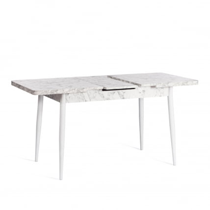 Стол обеденный ALTA (mod. 1183) ЛДСП+меламин/металл, 120+30 х 70 х 75 см, белый мрамор/белый_4