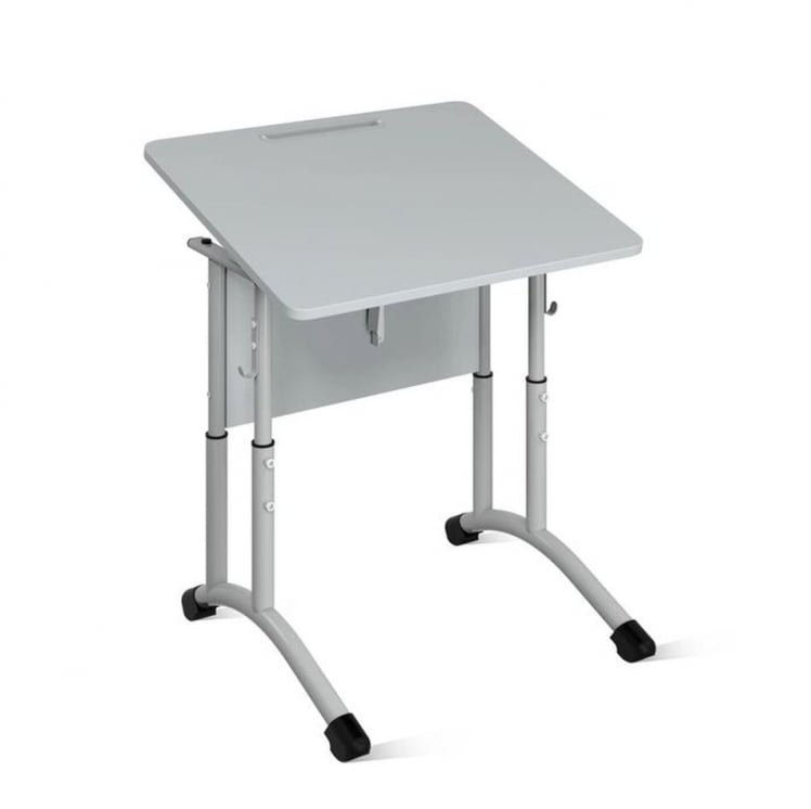 Стол ученический 1-местный регулируемый (ростомат) (рост 3-5) 600х500 мм ЛДСП Ясень шимо светлый/Металл Серый_1