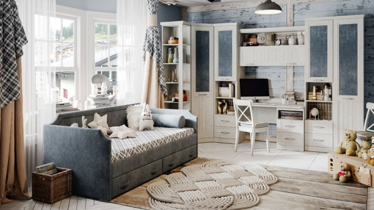 Набор детской мебели Кантри №3 Замша синяя/Винтерберг_0