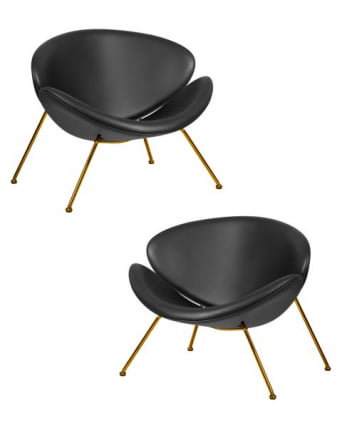 Кресло дизайнерское DOBRIN EMILY (черный винил YP16, золотое основания) 2 шт_0