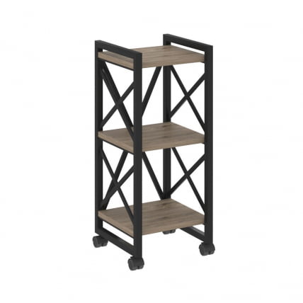 Стеллаж на колесных опорах - 3 полки LOFT  VR.L-MST.K-3.4 Металл черный Тиквуд темный_0
