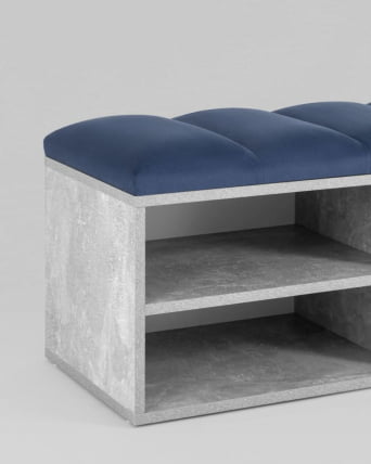 Обувница Хольст 2 серая велюр синий_5