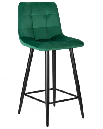 Стул полубарный DOBRIN OLIVIA (черные матовые ножки, зелёный велюр (108-64))_0