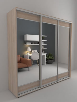 Шкаф-купе 3-х дверный Акцент-Лайт 3 1500х600 Ясень шимо светлый_0