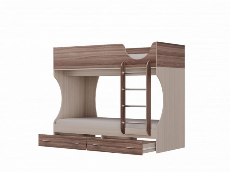 Кровать двухъярусная Д2 Ясень шимо светлый Ясень шимо темный_1