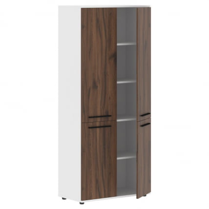 Шкаф с глухими средними и малыми дверьми EDIS EHCS 85.3 Дуб Денвер темный Черный Белый_1