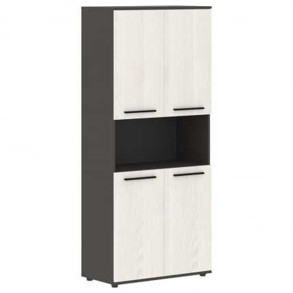 Шкаф с двумя комплектами глухих малых дверей EDIS EHCS 85.4 Ясень Траун Черный Мокко_0