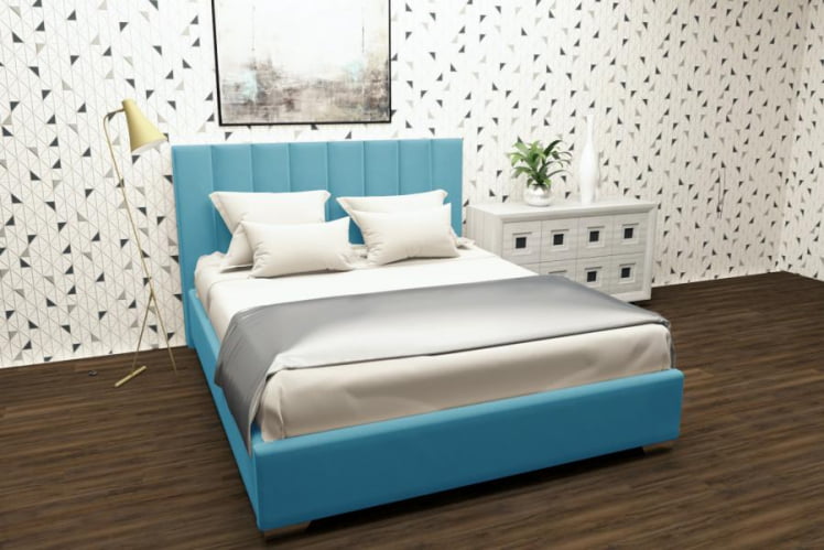 Мягкая интерьерная кровать Терра без основания Материал фасада: Металл/Велюр; Спальное место: 1400х2000 мм; Цвет: Бирюзовый_0