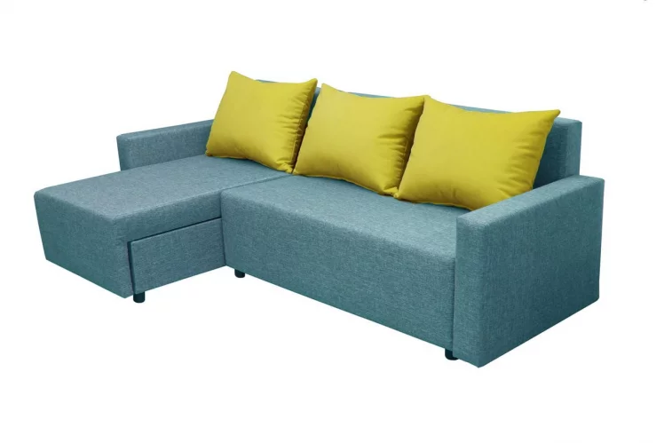 Угловой диван Sherry (3 категория) с механизмом подъема оттоманки Балтик Азуре Эппл_0