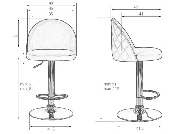 Стул барный ДОБРИН МИЛАНА (черный велюр (МДЖ9-101)) 2 шт / DOBRIN MILANA (MJ9-101))_8