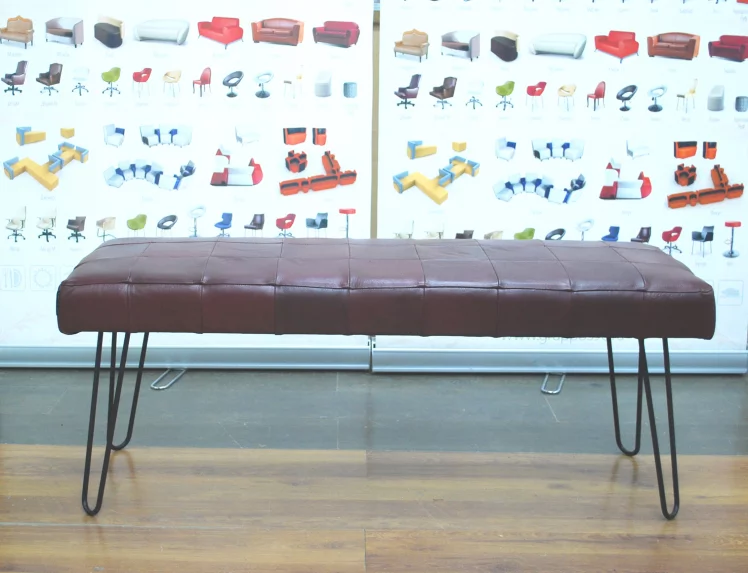 Банкетка Лейд 1200x400 натуральная кожа бордовая_1