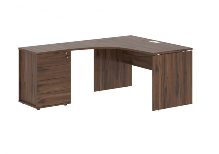 Стол эргономичный с тумбой левый EDIS EDCET 1318 L Дуб Денвер темный Белый_0