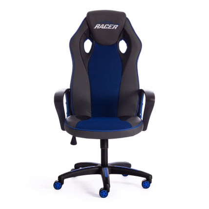 Кресло RACER кож/зам/ткань, металлик/синий, 36/10_4