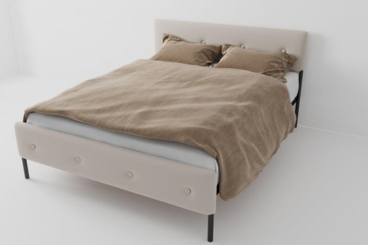 Кровать "Екатеринбург Мини" с ортопедическим основанием Цвет фасада: Бежевый; Цвет корпуса: Чёрный; Материал фасада: Металл/Велюр; Размер: 800х2000 мм; Спальное место: 800х2000 мм _0