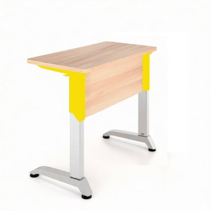Парта одноместная Де Гласси Н (рост 5-7)  ЛДСП Дуб Сантана/ Металл Серый+Желтый_0
