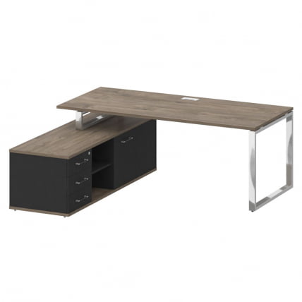 Стол руководителя с опорной греденцией , левый SHIFT SK.SRG-200 (L) Тиквуд Темный/Антрацит_0