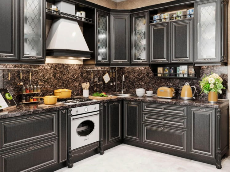 Столешница 3000 со спилом угла (левая) ЛД 290.050.000 Бьюти камень_1