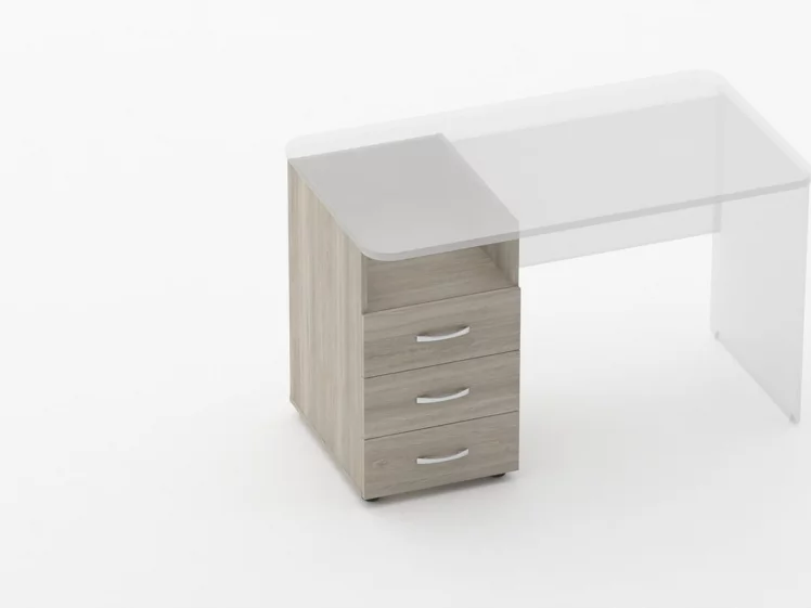 Тумба встраиваемая в стол на 3 ящика с нишей Glassy 3.12.12 Дуб сантана светлый_0