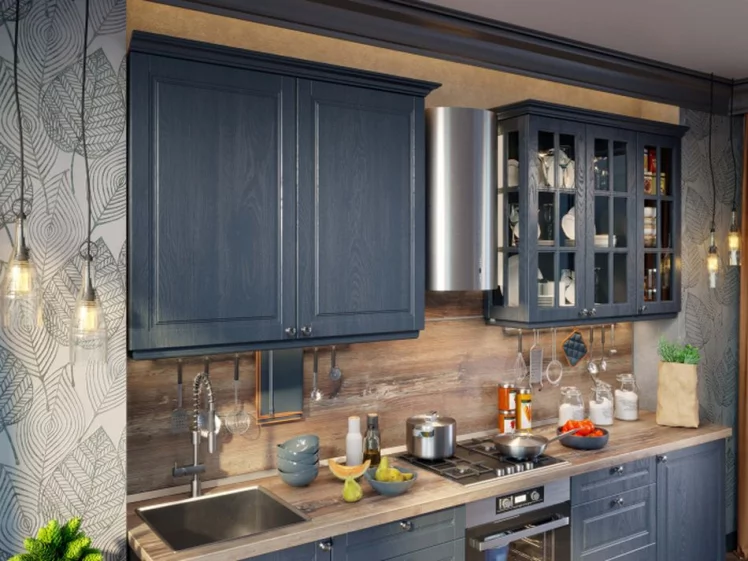 Кухонный гарнитур 3000 Мокка №01 Черный Дуб фактурный антрацит_3