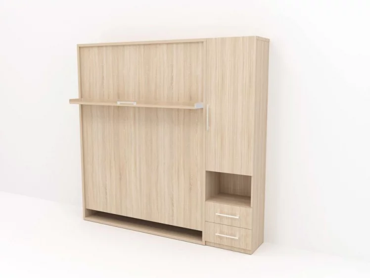 Кровать-трансформер Смарт 1 со шкафом 1600 правый Дуб молочный_0