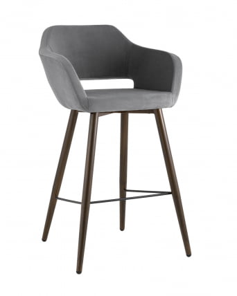 Стул барный Саймон Б велюр Темно-серый_0